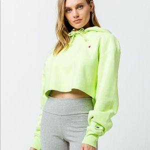 Champion Reverse Weave crop hoodie in lime